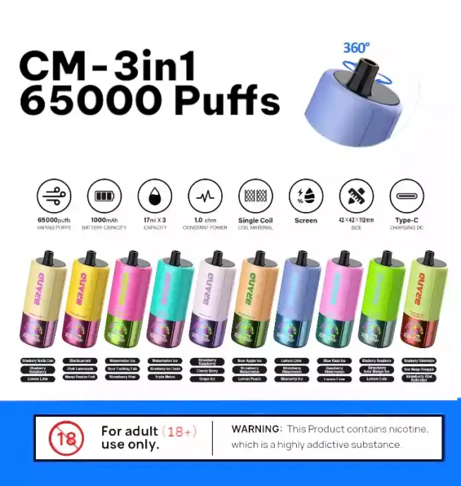 CM-3in1 65000 Puffs – E-cigarette puissante