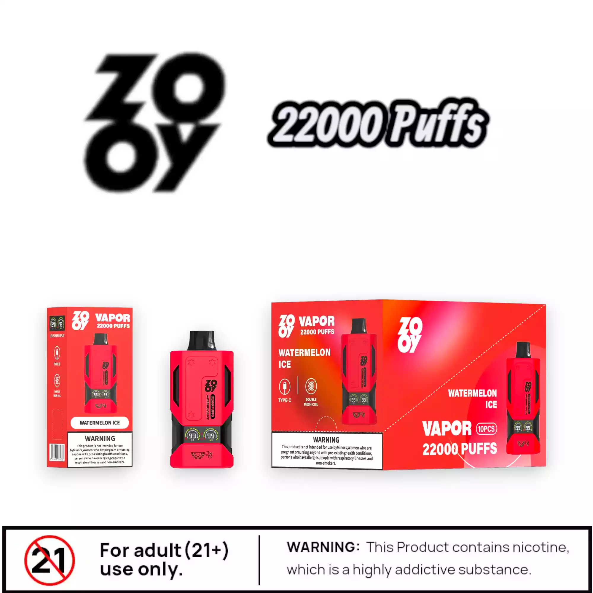 ZOOY Vapor 22000 Puffs Long-Lasting Vape